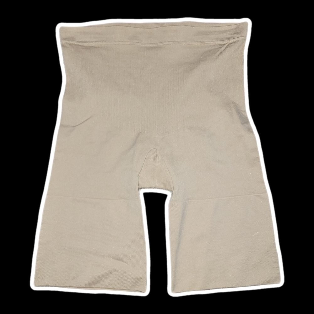 beige high waisted mid thigh shapewear shorts ⊹˚. ♡.𖥔 ݁ ˖